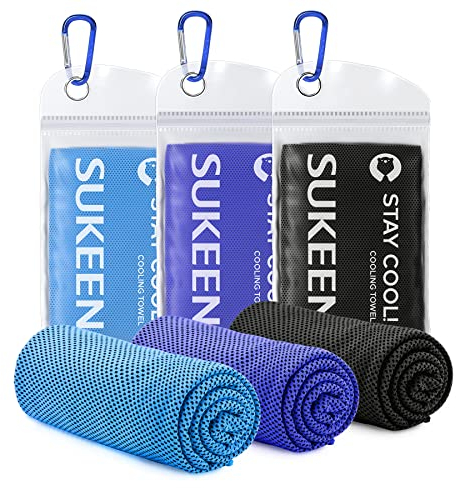 Kühlendes Handtuch (101.6x30.5 cm) Mikrofaser-Handtuch, weiches, atmungsaktives, kühles Handtuch für Yoga, Golf, Fitnessstudio, Laufen, Workout und weitere Aktivitäten (schwarz/blau/dunkelblau)