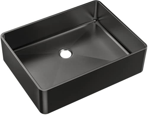 Essebagno Luisa lavabo independiente 48x37 de acero inoxidable gun metal