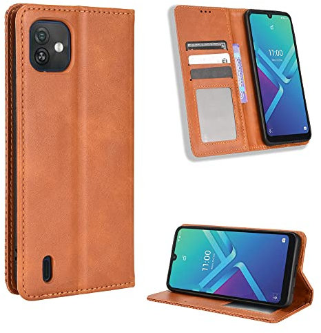 BellaCase Wiko Y82 Coque [Étui Portefeuille] [Fonction Support] [Slots pour Cartes] [Couverture à Rabat Magnétique] Compatible avec Le Smartphone Wiko Y82(Marron)