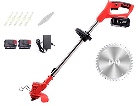 FSCLJ Decespugliatore a Batteria Senza Fili, tagliaerba Professionale a Batteria con 3 Tipi di Lama a Testa Leggera, Alimentato a Batteria al Litio da 25 V e Caricatore