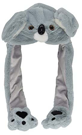 JOYHY Kinder Erwachsene Plüsch Hut Ohr Moving Ear Flap Hut mit Pfote Grau Koala