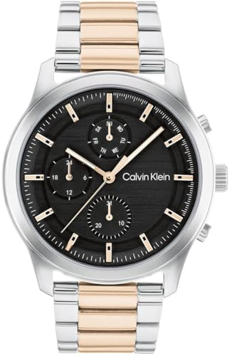 Calvin Klein Multi Zifferblatt Quarz Uhr für Herren mit Silbernes Edelstahl- oder Lederarmband