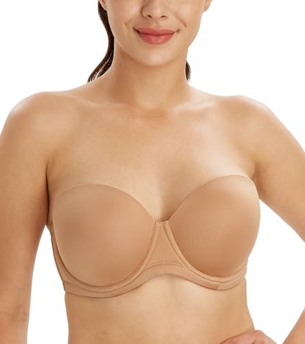 Lemorosy Multiway Contour Strapless Bra Women's Plus Size Full Coverage Underwire(Pecan,34E)