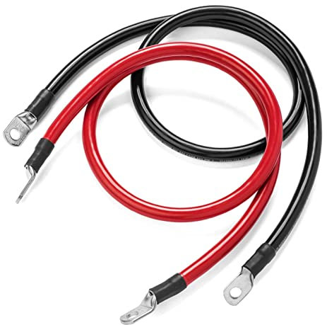 GUUZI 5AWG/16mm² 50cm Cavi Batteria Max 100A Cavo Inverter Alimentazione Batteria con Alette in Rame Stagnato Entrambe le Estremità per Solar Marine Barca RV Auto Moto