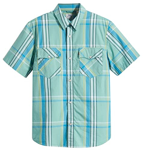 Levi's Men's Ss Relaxed Fit Western Shirt, Waab Plaid Wasabi, S