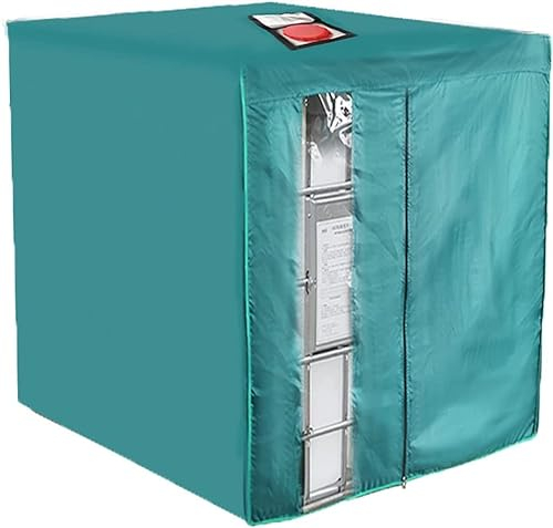 IBC Tank Abdeckung, Wassertank staubdichte Anti-UV-Schutzabdeckung für Wassertank 1000L, Regenwassertank mit Reißverschluss und PE Wassermengen Anzeigestreifen (Malachitgrün)