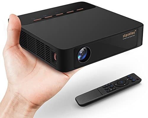 Staratlas 4K Mini Beamer mit WiFi 6,integriertem Android,Netflix,YouTube,Bluetooth 5.0,150 ANSI Lumen,unterstützt 4K Auflösung Video Dekodierung,kein (schwarz)