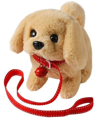 KSABVAIA Plush Golden Retriever Toy Puppy Electronic Interactive Dog - Walking, Barking, Tail Wagging, Stretching Companion Animal for Kids Toddlers