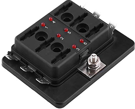 Circuit 6 Voies, Support avec Voyant D'avertissement LED Lame 4 Voies Lame Porte-fusible Bloc Support 12v Kit Automobile pour Voiture van Bateau Marine