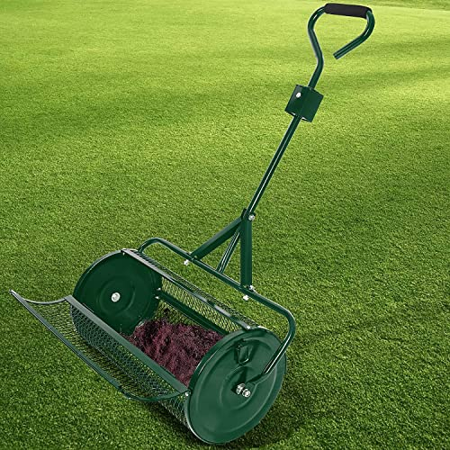 Rasen- und Gartenstreuer, 24-Zoll-Hochleistungs-Rollen-/Schleppstreuer aus Metallgeflecht, Kompost, Torfmoos, Muttererde, Mulch – Garten- und Rasenpflege, Kompoststreuer für die Rasen- und Gartenpfl