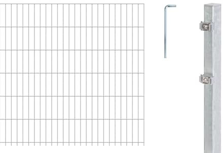 Alberts 669812 Doppelstabmattenzaun als 27 tlg. Zaun-Komplettset | verschiedene Längen und Höhen | feuerverzinkt | Höhe 123 cm | Länge 25 m