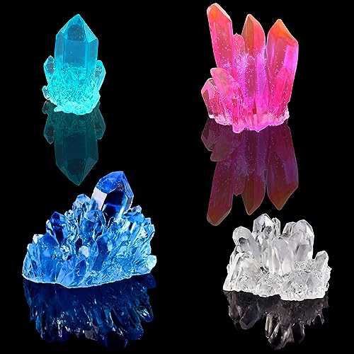 AFUNTA - 4 moldes de resina de cristal de cuarzo, moldes de silicona con forma de racimo de cristal de grava, moldes de fundición epoxi para hacer joyas, manualidades, llaveros