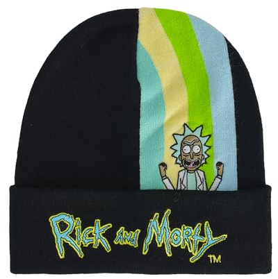Concept One Rick and Morty Cuff Beanie Hat Winter Knit Cap, Gestreifter Rick, Einheitsgröße