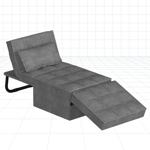 FLEXISPOT Sofá Cama Sillón Extensible para Dormir Plegable con función de Cama, Silla Camas con Función, Sillón Cama Convertible, Capacidad de Carga 300 KG, Gris