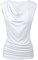 PINSPARK Bluse Damen Elegante Oberteile V-Ausschnitt Spitzen Tops Stretch Tunika Wasserfall Shirt Weiß M