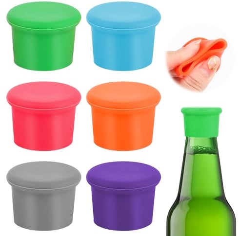 6PCS Bouchon de Bouteille Universel en Silicone - Réutilisable pour Vin, Bière, Champagne - Capsule Originale