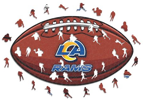 Iconic Puzzles, Los Angeles Rams crest, 100% eco-sustainable wooden puzzle with official license, size S, 150 pieces