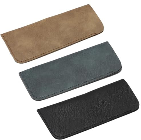 Custodia Occhiali Pelle 3 Pezzi, Morbida Custodia Occhiali Lettura, Borsa Astuccio Occhiali for Donna Uomo, Custodia Per Occhiali In Pelle Pu, Unisex