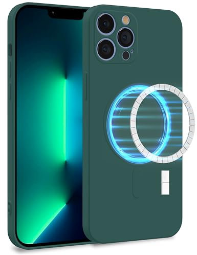 MyGadget Coque Silicone [ Compatible avec MagSafe ] Compatible avec Apple iPhone 13 Pro Max - Case TPU Souple & Soft avec Doublure Microfibre - Cover Protection Vert Olive
