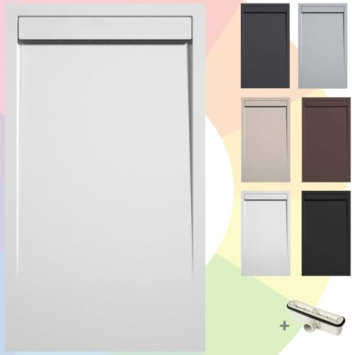 SOULBATH Receveur de Douche -Résine -Gel Coat -Texture Lisse/Pierre -Antidérapant -Couleur Anthracite 120x80 Extra plat 3Cm Bonde de vidange incluse - Conception Minimaliste