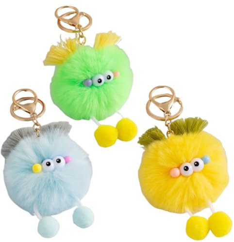 ARHZ Pokemon Schlüsselanhänger - 3 Stück Schlüsselanhänger Plüsch - Schlüsselanhänger Auto - Schlüsselanhänger Kinder - Niedlicher Cartoon-Plüsch-Schlüsselanhänger - Für Rucksäcke, Handtaschen