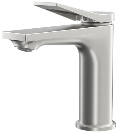 FORIOUS Robinet de Lavabo pour Salle de Bain, en Nickel Brossé Résistant aux Taches avec Poignée Unique, Mitigeur pour Lavabo dans la Salle de Bain, les Toilettes des Invités