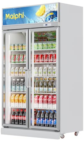 Malphi I Beverage Machine Refrigerator, Single Display Cabinet, 210 Bottles of Beverage Refrigerator, Double Glass, Temperature Memory Function (Double door)