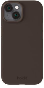 holdit Silikonhülle iPhone 14/13-0,8mm Ultra dünn Handyhülle Silikon - Trendy Slim Silicone case mit Voller Schutz (erhöhte Kante für Kameraschutz) - Chocolate