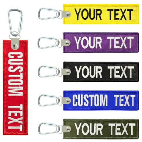 WQNMY Personalisierter Schlüsselanhänger, Personalisierte Motorrad-Schlüsselring, doppelseitige Stickerei, Text-/Zahlenanhänger, Schlüsselanhänger für Zimmer, Fahrrad, Auto (Typ 6)