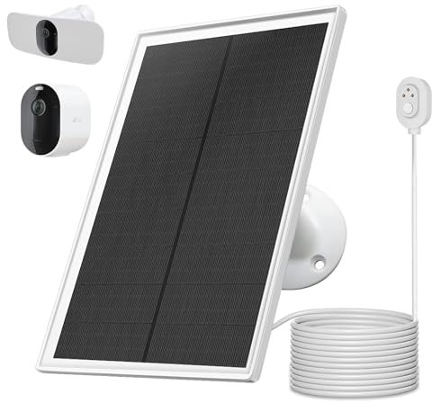 Arlo Camera Solar Panel Charger, Compatible with Arlo Pro 5S 2K, Pro 4, Pro 3, Floodlight, Ultra 2, and Ultra Cameras, 13ft/4m Cable, 5V6W, Waterproof (1Pack)