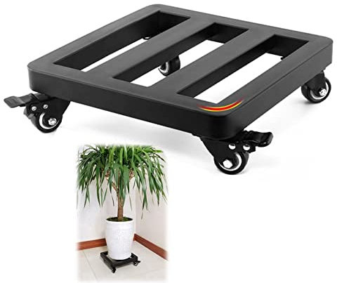 CGCSYZ Pflanzenpaletten-Caddy mit Lenkrollen, robuster Pflanzenwagen, Blumentopfständer aus Metall, Topfwagen für den Innen- und Außenber(Schwarz-400x400x90mm
