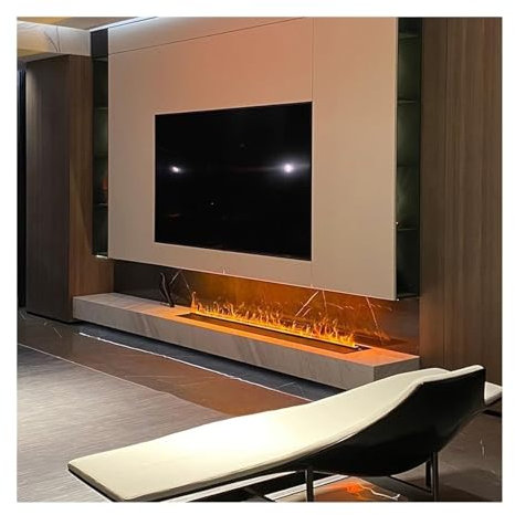 QYMLSH Water Vapor Electric Fireplace Built-in Stove Electric Fireplace 59 Stainless Steel Metal Panel Recessed Electric Fireplace 3D Touchable Simulation Flame Mist Fireplace Decorative Humidifier