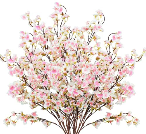 Avoik 5 Stück Kunstblumen Kirschblüten Deko, Künstliche Seidenblumen Pfirsichblumen Zweige, 100cm Lange Stiele Kirschblüten Sakura Frühlingsblumen für Balkon Garten Büro Vase Hochzeit,Rosa Farbe