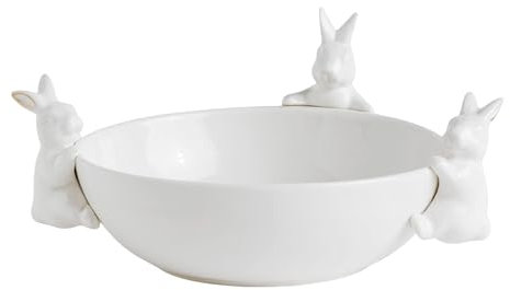 home&you - Oster Dekoschale Buni, Osterhase mit Steingut, Deko-Osterhase, Tischdeko, Osterdeko, Frühlingsdekoration, Osterschmuck - Weiß