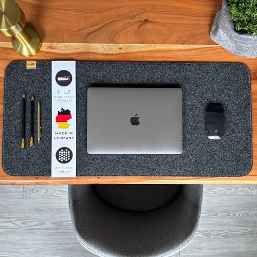 kontor28® - Schreibtischunterlage Filz MADE IN GERMANY | Schreibtisch Unterlage in der Größe 100x37,5 cm aus Upcycling-PET Filz | Filzunterlage Schreibtisch waschbar & Anti-Rutsch, Farbe Anthrazit