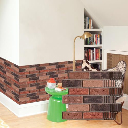 szgwtk 3D Wandpaneele Selbstklebend,30 × 30 cm 10 Stück,wandpaneele selbstklebend steinoptik,Küche,Wandverkleidung für Innenwanddekoration (Red Brick)