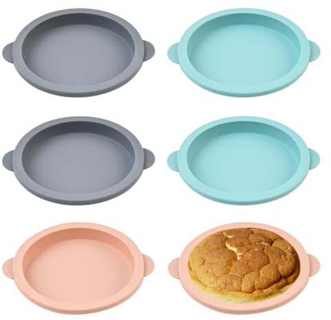 YZROHYI 6 Pièces Moule Rond Silicone 12 CM,Plat a Gateau Silicone Air Fryer,Cake Mold à Gâteau Arc En Ciel,Moule a Insert Patisserie de Cuisson pour Etages, Crêpes