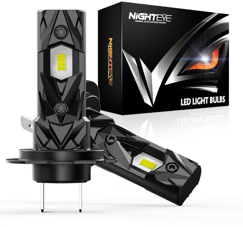 NIGHTEYE H7 LED Headlight Bulbs, 18,000LM, 6500K, 1:1 Halogen Size, 2 Pack