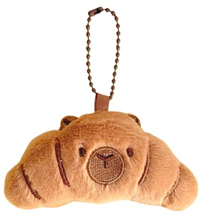 MUNSKT Clés en Peluche Croissant Mignon, Imprimé Visage de Capybara, Jouet en Peluche Alimentaire Drôle et Mou, pour l’Anniversaire des Enfants, Accessoires pour Sac à Dos