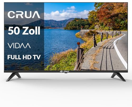 CRUA VIDAA Smart TV,127CM (50 Inch) TV,1920x1080P Full HD TV,LED TV with HDMI/USB/AV IN/Triple Tuner DVB-T2/T/C/S2/Compact and Smart for Your Home,Black [Energy Class E]