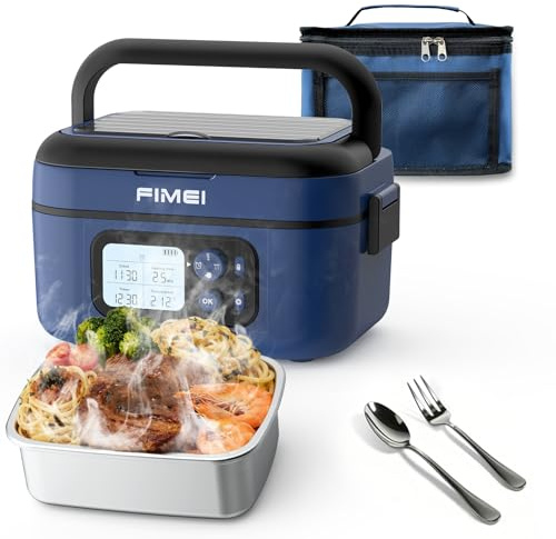 FIMEI Boîte à Lunch Électrique avec Batterie, 1,5L Gamelle Chauffante sans Fil en Inox, Portable et Rechargeable pour Adultes – Idéal pour le Travail, le Camping (Bleu)