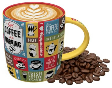 Nostalgic-Art Retro Kaffeebecher, 330 ml, Coffee Collage | Keramik-Tasse für Kaffee, Vintage Design, Geschenk-Idee für Kaffee-Fans