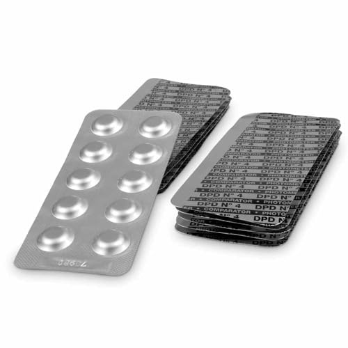 DPD 4 Photometer Tabletten Water-i.d. – Aktivsauerstoff-Testtabletten für Pool & Whirlpool – Für PoolLab 1.0/2.0 & PrimeLab – Made in Germany – Schwarze Blister-Schrift (150 Stück)