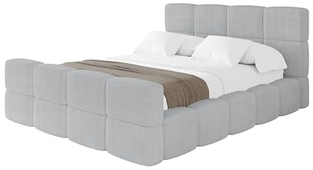 ALTDECOR Polsterbett mit Bettkasten und Lattenrost, Bett mit Kopfteil, Boxbett ohne Matratze, Doppelbett mit Stauraum - NATA-Z 120x200 Grau