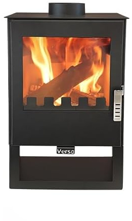 Holzofen VERSO 3 – 5 kW Kaminofen freistehend mit Sichtfenster, EEK A+, BImSchV Stufe 2, EcoDesign 2022, Moderner Holz Kamin Ofen
