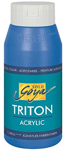 KREUL 17037 - Solo Goya Triton Acrylfarbe coelinblau, 750 ml Flasche, schnell und matt trocknend, Farbe auf Wasserbasis, in Studioqualität, vielseitig einsetzbar, gut deckend und ergiebig