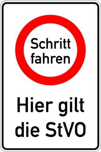 LEMAX® Hinweisschild, Schritt fahren - Hier gilt die StVO, 900x600mm Alu 2 mm 0 600x900mm
