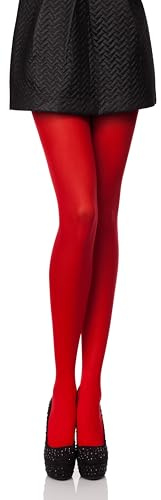 Antie Damen Mikrofaser Strumpfhose bunt blickdicht AN-124 100 DEN (Rot, S (32-36))