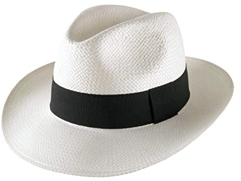 Classic Italy - Chapeau Panama Paille Homme ou Femme Classic Paille Large - Taille 63 cm - Blanc