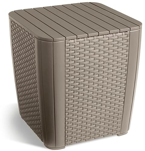 Allibert Gartentisch Luzon, Cappuccino, Braun, Kunststoff, flache Rattanoptik, 39 W × 39 D × 42 H cm